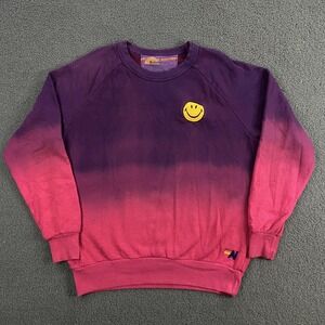 Aviator Nation Sweatshirt Womens Small Purple Pink Ombre Smiley Face Fleece